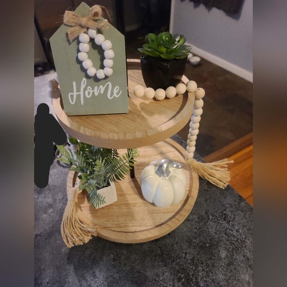 Tiered tray with decor